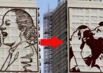 Juntan firmas para cambiar emblemático mural de Evita por uno de Messi
