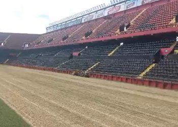 Video: Colón prepara el césped del Brigadier López para el invierno