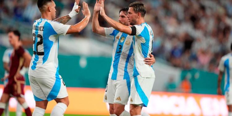 Sin Messi, Argentina venció a Venezuela en Miami